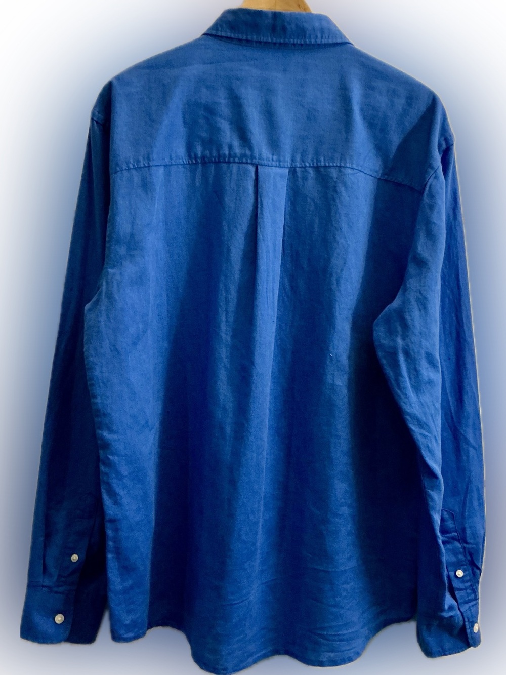 NWT Zara Men’s Linen Blend Button Front Shirt Blue Long Sleeve Size Large - Picture 2 of 8